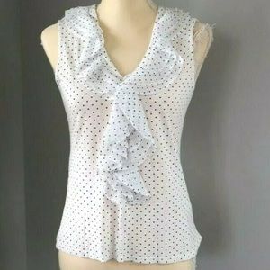 H&M Ruffle Black and white polkadot top